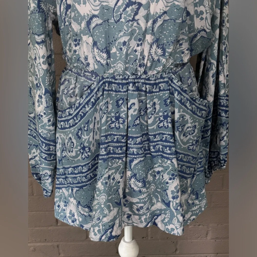 Free People print open back disconnected dress  S